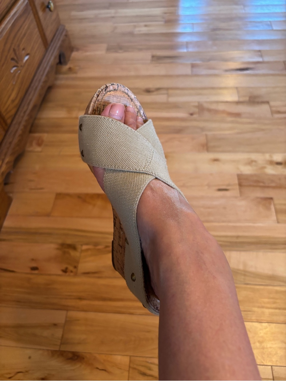 Espirit Wedge Sandals with Crisscross Straps - Tan